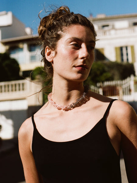 collier Assak brun rose