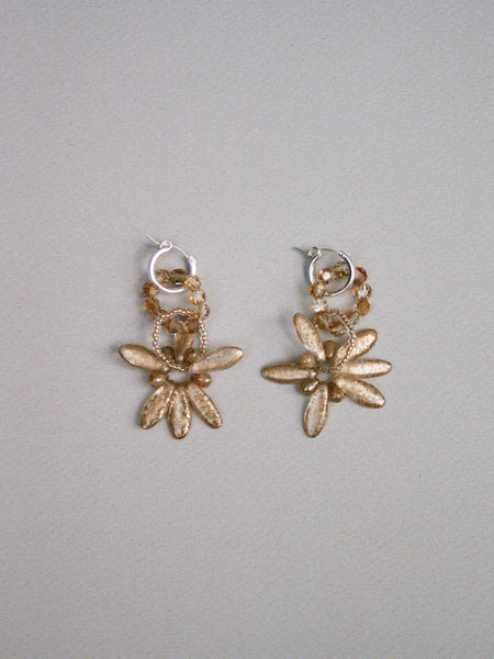 collier Dila petites boucles d'oreilles miel - vertes - rose