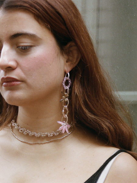 collier Dila grandes boucles d'oreilles rose