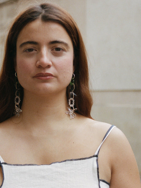 collier Dila grandes boucles d'oreilles vertes